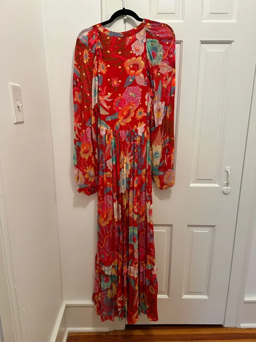 FARM Rio Red Floral Maxi Dress with Multicolor Blooms - Picture 9 of 13